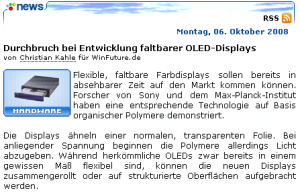 Durchbruch bei Entwicklung faltbarer OLED-Displays auf Winfuture